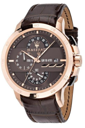 Buy Shop Maserati Ingegno Chronograph Brown Dial Brown Leather Strap Watch For Men - R8871619001 USA Online