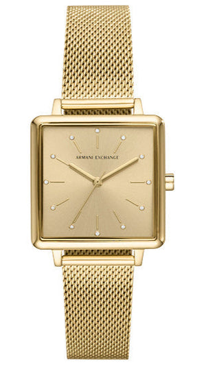 Buy Shop Armani Exchange Lola Quartz Gold Dial Gold Mesh Strap Watch For Women - AX5801 USA Online