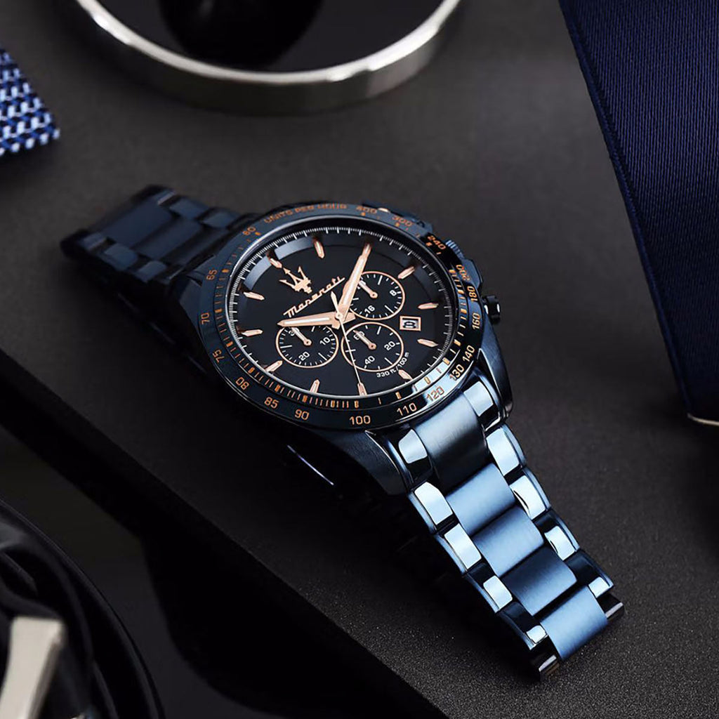 Buy Shop Maserati Traguardo Chronograph Blue Dial Blue Steel Strap Watch For Men - R8873612054 USA Online