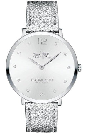Buy Shop Coach Slim Easton Silver Dial Silver Leather Strap Watch for Women - 14502685 USA Online