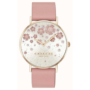 Buy Shop Coach Perry Silver Dial Pink Leather Strap Watch For Women - 14503325 USA Online