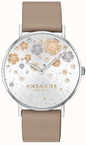 Buy Shop Coach Perry Quartz Silver Dial Brown Leather Strap Watch for Women - 14503326 USA Online
