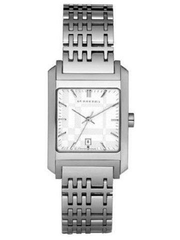 Buy Shop Burberry Nova Check Square White Dial Silver Steel Strap Watch for Women - BU1572 USA Online