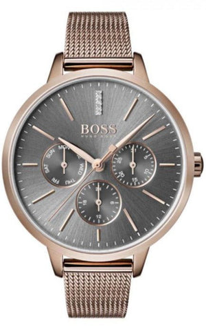 Buy Shop Hugo Boss Symphony Grey Dial Gold Mesh Bracelet Watch for Women - 1502424 USA Online
