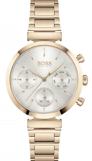 Buy Shop Hugo Boss Flawless Quartz White Dial Gold Steel Strap Watch for Women -1502531 USA Online