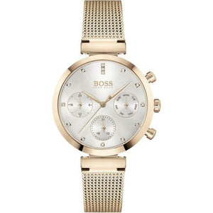 Buy Shop Hugo Boss Flawless White Dial Gold Mesh Bracelet Watch for Women - 1502553 USA Online