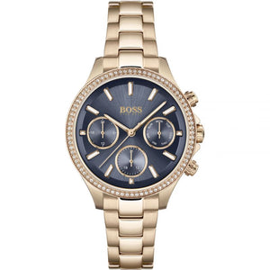 Buy Shop Hugo Boss Hera Blue Dial Gold Steel Strap Watch for Women - 1502566 USA Online