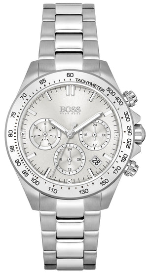 Buy Shop Hugo Boss Novia Chronograph Silver Dial Silver Steel Strap Watch for Women - 1502616 USA Online