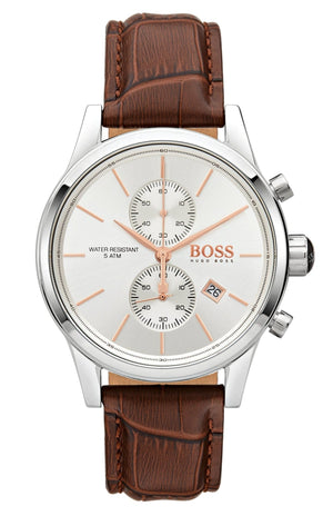 Buy Shop Hugo Boss Jet White Dial Brown Leather Strap Watch for Men - 1513280 USA Online