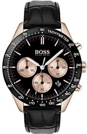 Buy Shop Hugo Boss Talent Chronograph Black Dial Black Leather Strap Watch For Men - 1513580 USA Online