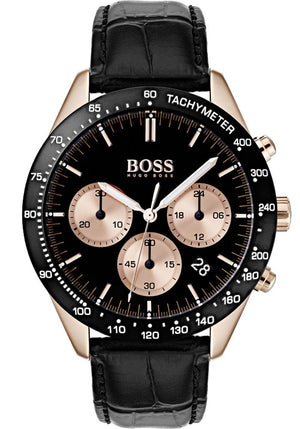 Buy Shop Hugo Boss Talent Chronograph Black Dial Black Leather Strap Watch For Men - 1513580 USA Online