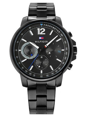 Buy Shop Tommy Hilfiger London Chronograph Black Dial Black Steel Strap Watch for Men - 1791529 USA Online