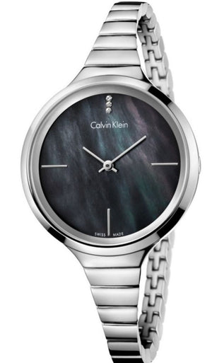 Buy Shop Calvin Klein Lively Black Dial Silver Steel Strap Watch for Women - K4U2312S USA Online