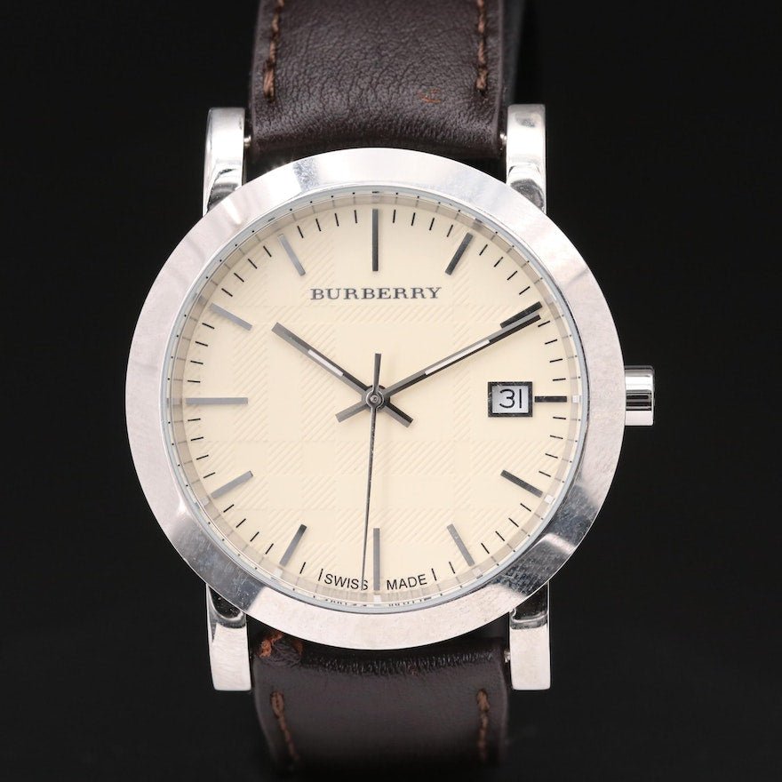 Buy Shop Burberry Heritage Beige Dial Brown Leather Strap Watch for Men - BU1777 USA Online