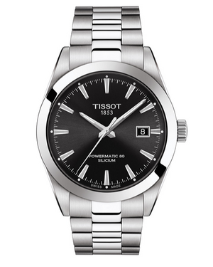 Buy Shop Tissot Gentleman Powermatic 80 Silicium Black Dial Silver Steel Strap Watch For Men - T127.407.11.051.00 USA Online