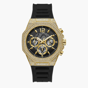 Buy Shop Guess Momentum Chronograph Diamonds Black Dial Black Silicone Strap Watch For Men - GW0518G2 USA Online