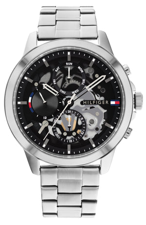 Buy Shop Tommy Hilfiger Henry Chronograph Black Dial Silver Steel Strap Watch For Men - 1710477 USA Online