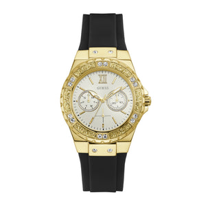 Buy Shop Guess Limelight Crystals Silver Dial Black Rubber Strap Watch For Women - GW0519L1 USA Online