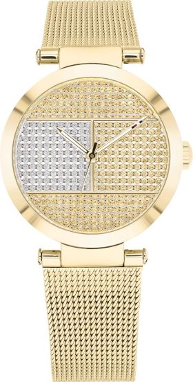 Buy Shop Tommy Hilfiger Lynn Quartz Gold Dial Gold Mesh Bracelet Watch For Women - 1781867 USA Online