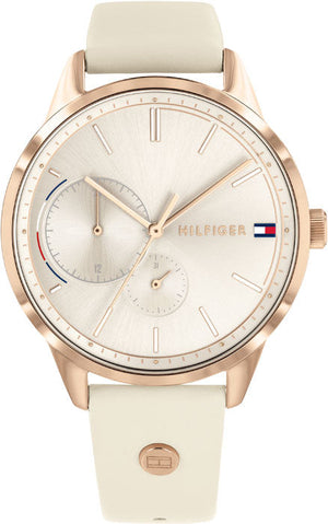 Buy Shop Tommy Hilfiger Brooke Quartz White Dial Cream Leather Strap Watch for Women - 1782022 USA Online