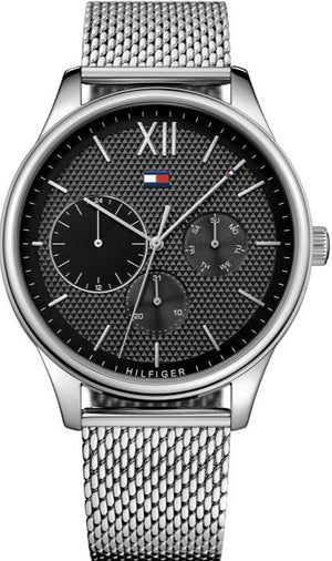 Buy Shop Tommy Hilfiger Damon Quartz Chronograph Black Dial Silver Mesh Bracelet Watch for Men - 1791415 USA Online
