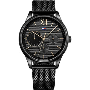 Buy Shop Tommy Hilfiger Damon Quartz Black Dial Black Mesh Bracelet Watch for Men - 1791420 USA Online