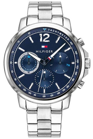 Buy Shop Tommy Hilfiger London Chronograph Quartz Blue Dial Silver Steel Strap Watch for Men - 1791534 USA Online