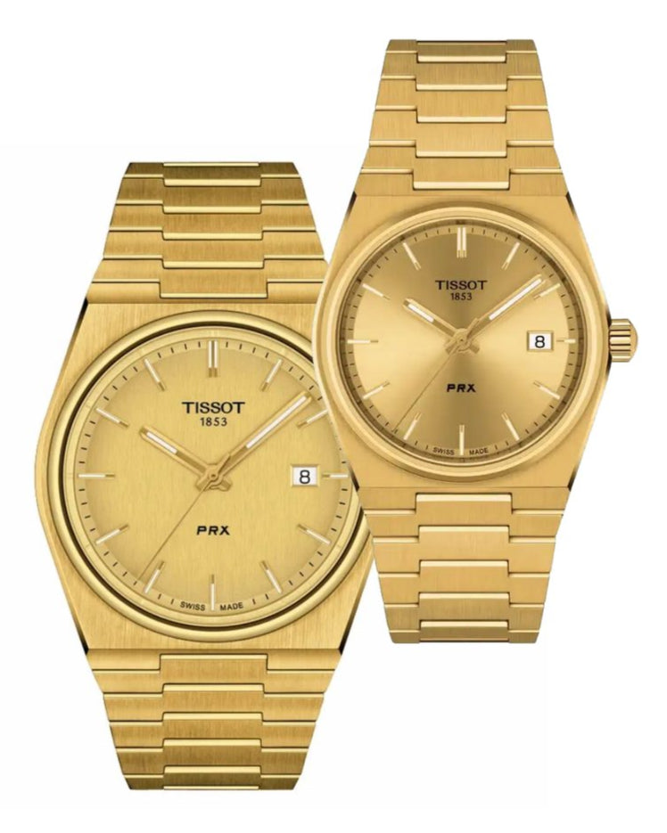 Buy Shop Tissot PRX Champagne Yellow Gold Dial Gold Steel Strap Watch for Men - T137.410.33.021.00 USA Online