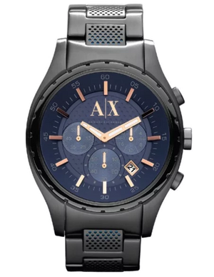 Buy Shop Armani Exchange Chronograph Blue Dial Grey Steel Strap Watch For Men - AX1166 USA Online