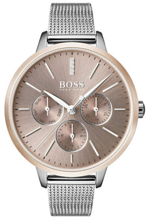 Buy Shop Hugo Boss Symphony Brown Dial Silver Mesh Bracelet Watch for Women - 1502423 USA Online
