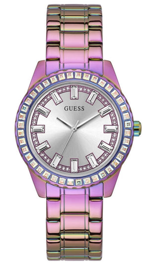 Buy Shop Guess Sparkler Silver Dial Purple Steel Strap Watch For Women - GW0111L5 USA Online