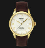 Buy Shop Tissot Le Locle Automatic Gold Dial Brown Leather Strap Watch For Men - T41.5.413.73 USA Online