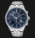 Buy Shop Citizen Eco Drive Chronograph Blue Dial Silver Steel Strap Watch For Men - AT2140-55L USA Online