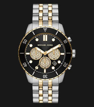 Buy Shop Michael Kors Cunningham Chronograph Black Dial Two Tone Steel Strap Watch For Men - MK8964 USA Online