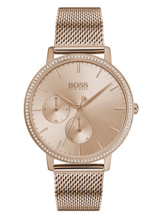 Buy Shop Hugo Boss Infinity Carnation Gold Dial Gold Mesh Bracelet Watch for Women - 1502519 USA Online