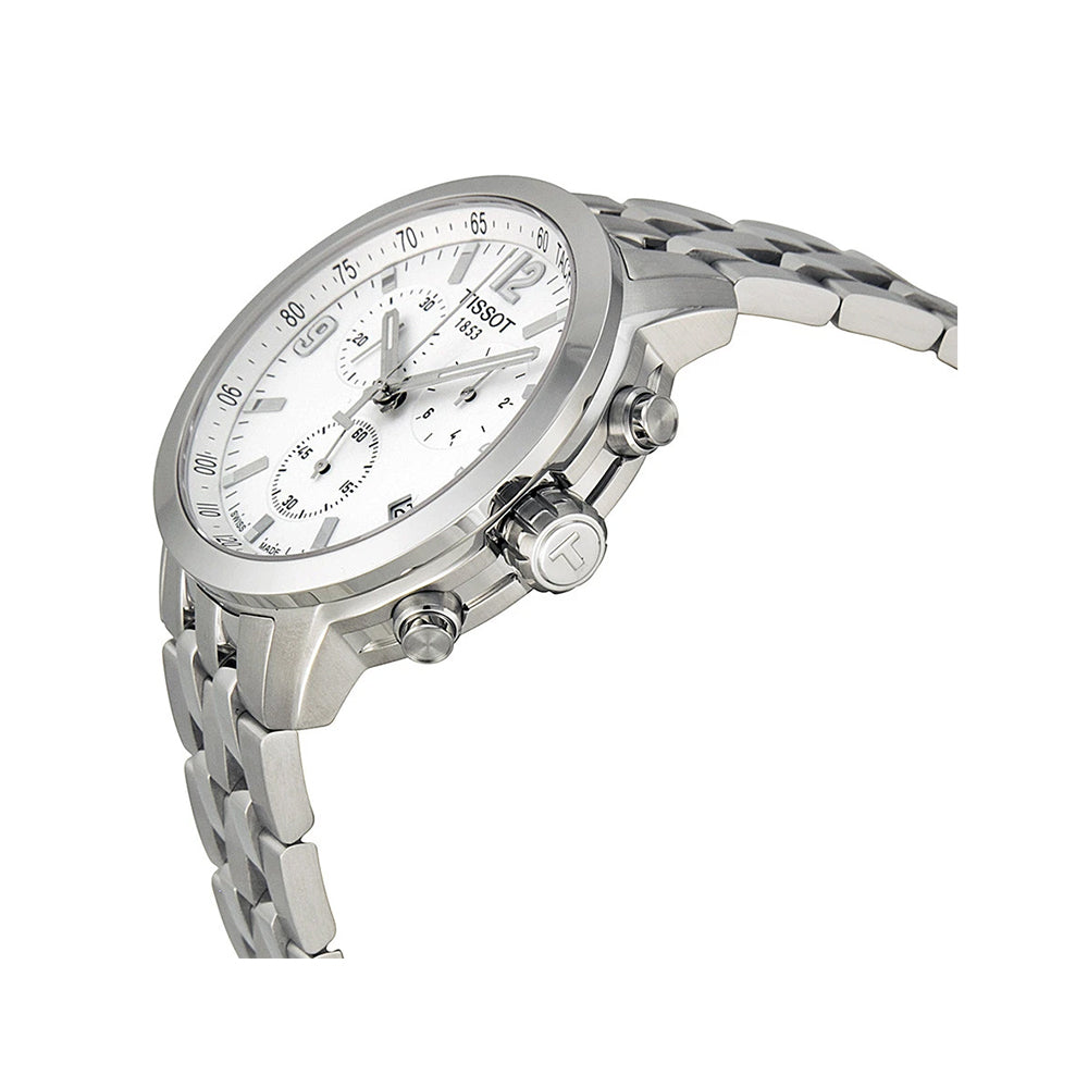 Buy Shop Tissot PRC 200 Chronograph White Dial Silver Steel Strap Watch For Men - T055.417.11.017.00 USA Online