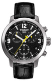 Buy Shop Tissot PRC 200 Chronograph Black Dial Black Leather Strap Watch For Men - T055.417.16.057.00 USA Online