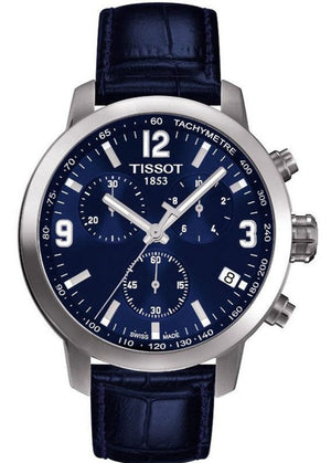 Buy Shop Tissot PRC 200 Chronograph Blue Dial Blue Leather Strap Watch For Men - T055.417.16.047.00 USA Online
