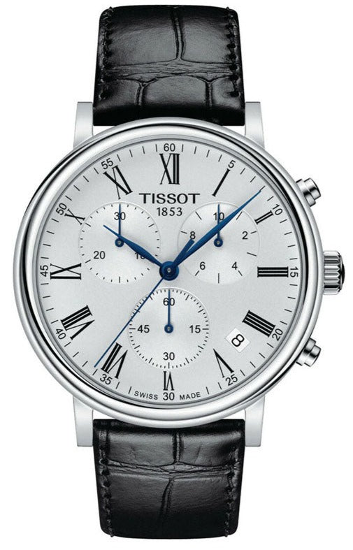 Buy Shop Tissot Carson Premium Chronograph Silver Dial Black Leather Strap Watch For Men - T122.417.16.033.00 USA Online