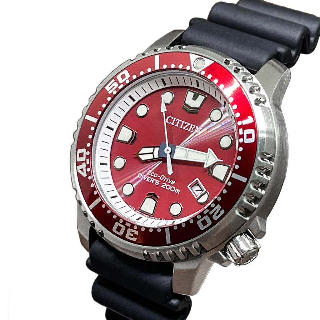 Buy Shop Citizen Eco Drive Promaster Marine Red Dial Black Rubber Strap Watch For Men - BN0159-15X USA Online