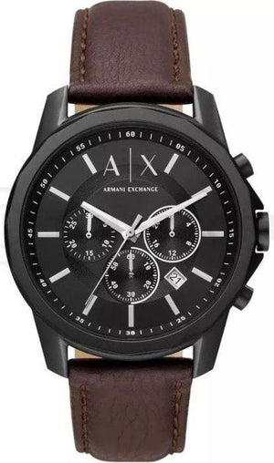 Buy Shop Armani Exchange Outerbanks Chronograph Black Dial Brown Leather Strap Watch For Men - AX1732 USA Online