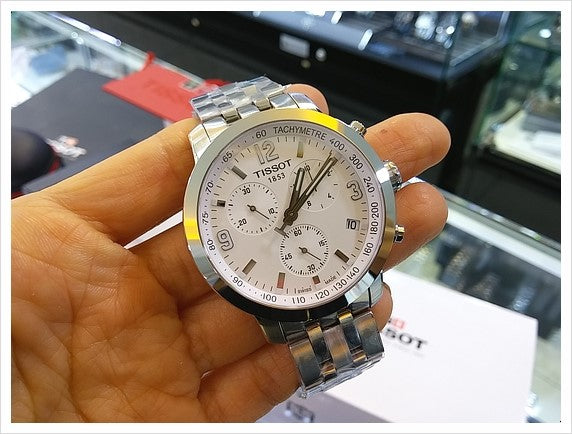 Buy Shop Tissot PRC 200 Chronograph White Dial Silver Steel Strap Watch For Men - T055.417.11.017.00 USA Online