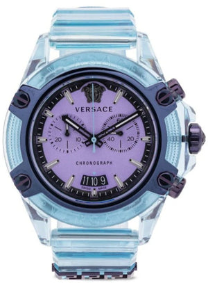 Buy Shop Versace Icon Active Chronograph Purple Dial Blue Silicone Strap Watch For Men - VEZ701523 USA Online