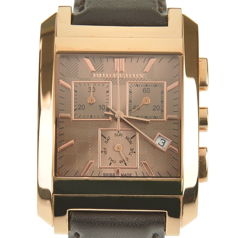 Buy Shop Burberry Heritage Chronograph Square Grey Dial Brown Leather Strap Watch for Men - BU1566 USA Online