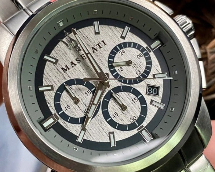 Buy Shop Maserati Successo Chronograph Silver Dial Silver Steel Strap Watch For Men - R8873621006 USA Online