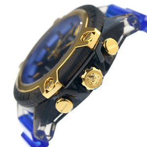 Buy Shop Versace Icon Active Chronograph Black Dial Blue Rubber Strap Watch For Men VEZ700521 USA Online