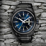 Buy Shop Citizen Eco Drive Blue Dial Black Steel Strap Watch For Men - AW0024-58LB USA Online