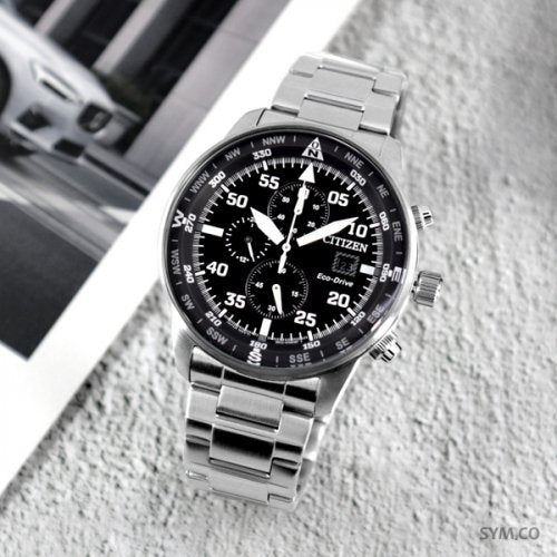 Buy Shop Citizen Eco Drive Chronograph Black Dial Silver Steel Strap Watch For Men - CA0690-88E USA Online