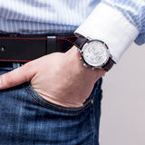 Buy Shop Tissot PRC 200 Chronograph Silver Dial Brown Leather Strap Watch For Men - T055.417.16.037.00 USA Online