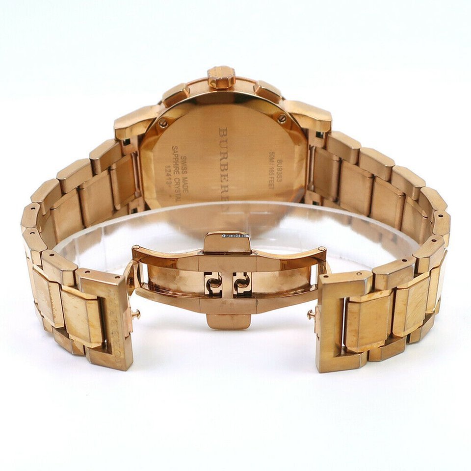Buy Shop Burberry The City Grey Dial Rose Gold Steel Strap Watch for Men - BU9353 USA Online
